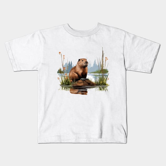 I Love Beaver Kids T-Shirt by zooleisurelife